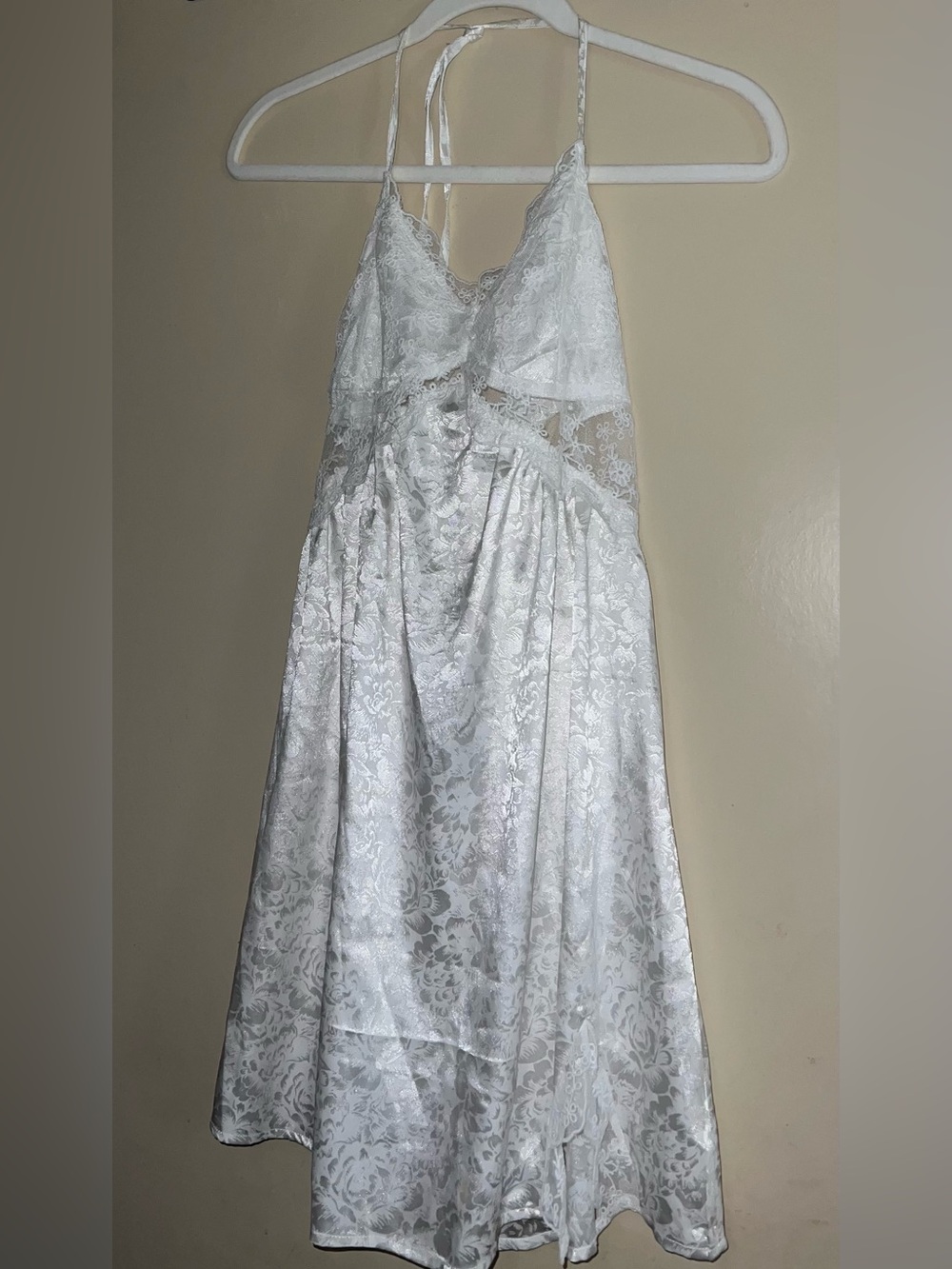 Cider White Lace Dress with Floral Jacquard